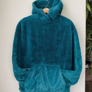 Teal Faux Fur Hoodie